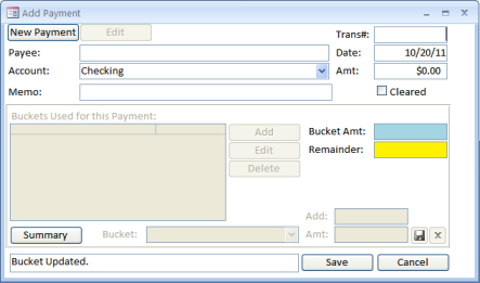 MoneyBucket Entering Payments